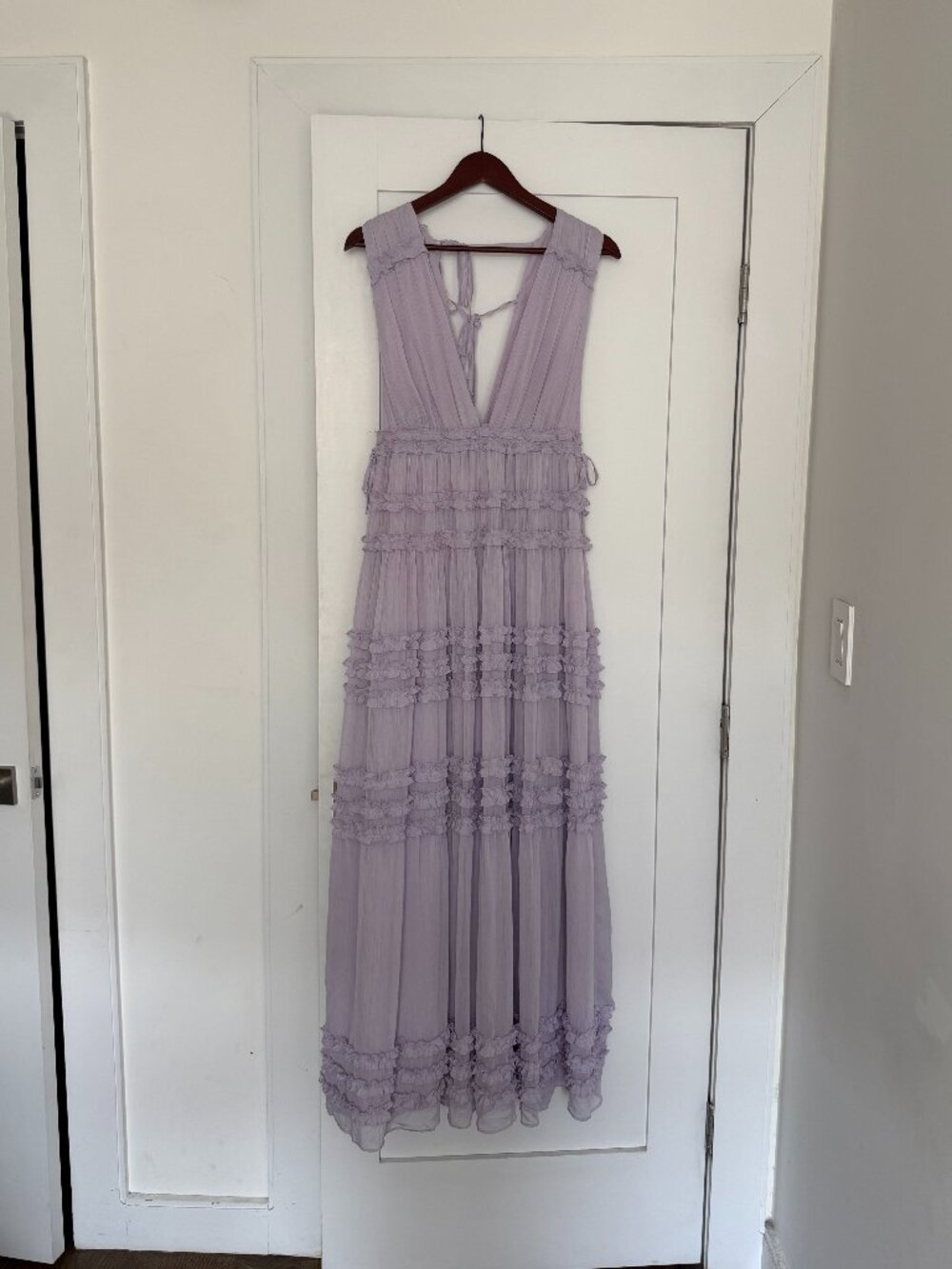 Lavender Chiffon Formal Dress M Adjustable Empire Waist Gown